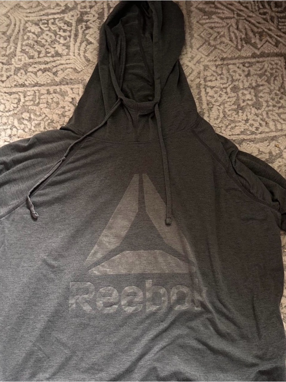 Reebok women Dark Gray Logo Hooded Pullover